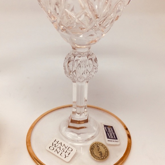 CRE ART Dining Exquisite Crystal Stemware Gold Italy Cre Art New